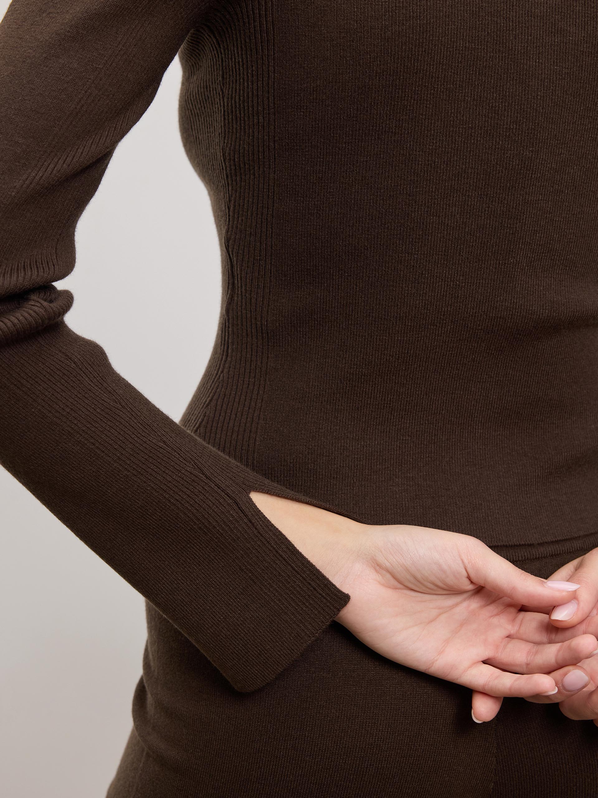 Womens Light Knit Polo Shirt in Brown