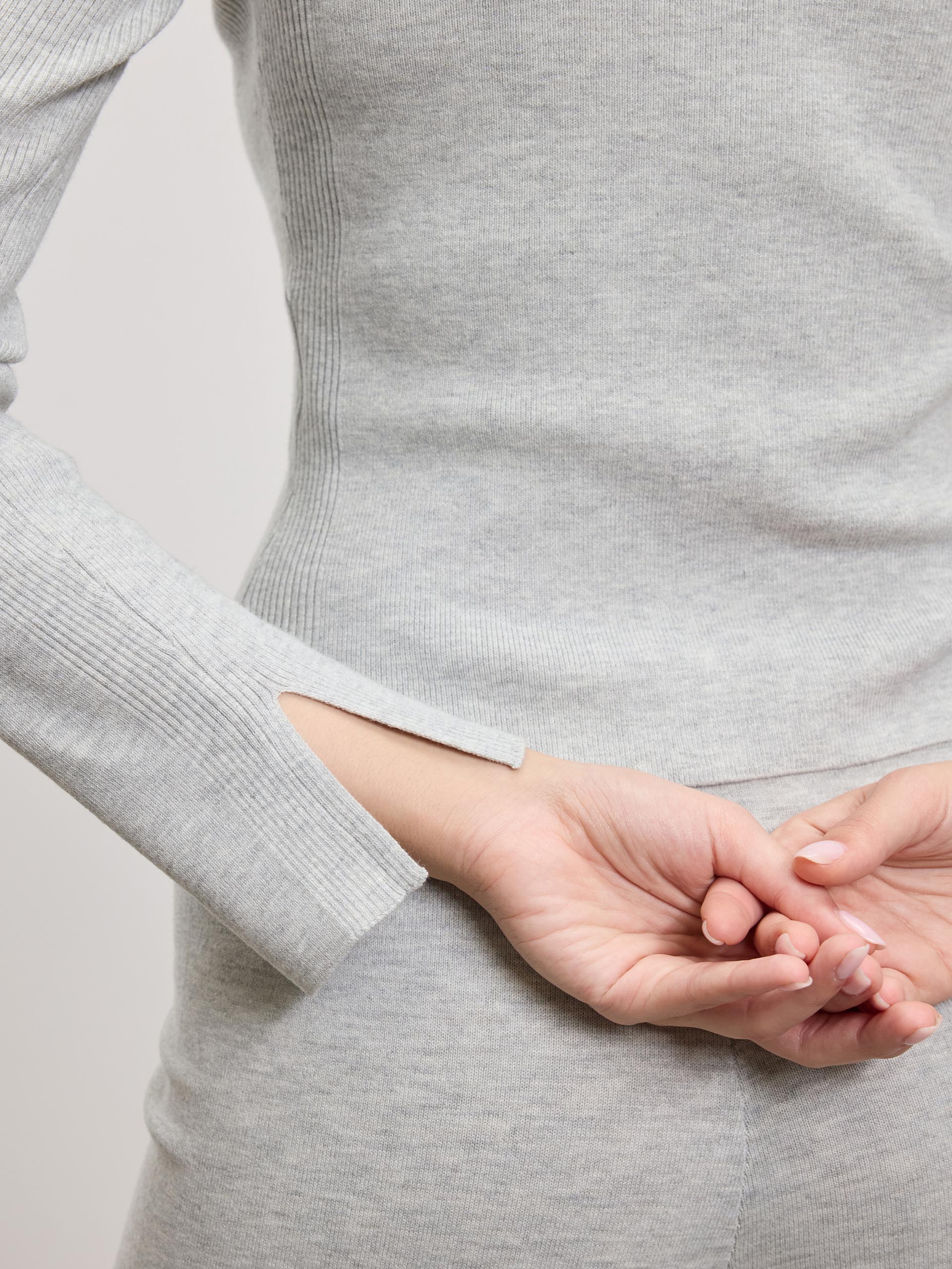 Womens Light Knit Polo Shirt in Marl Grey