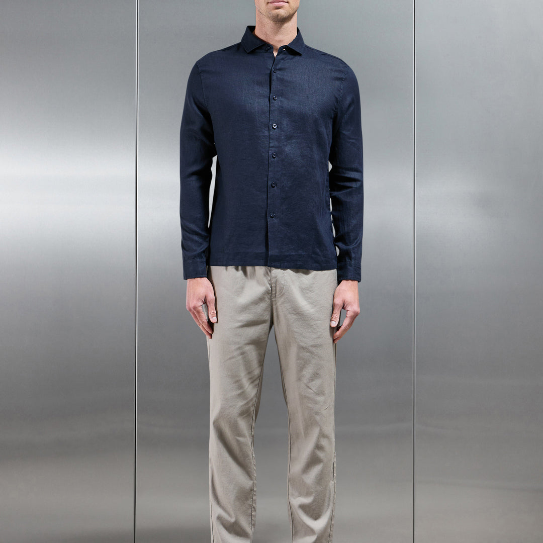 Linen Drawstring Trouser in Light Sage