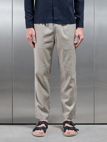 Linen Drawstring Trouser in Light Sage