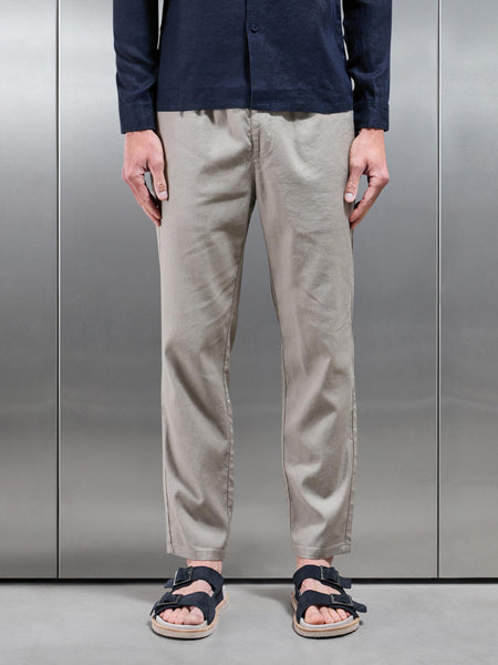 Linen Drawstring Trouser in Light Sage