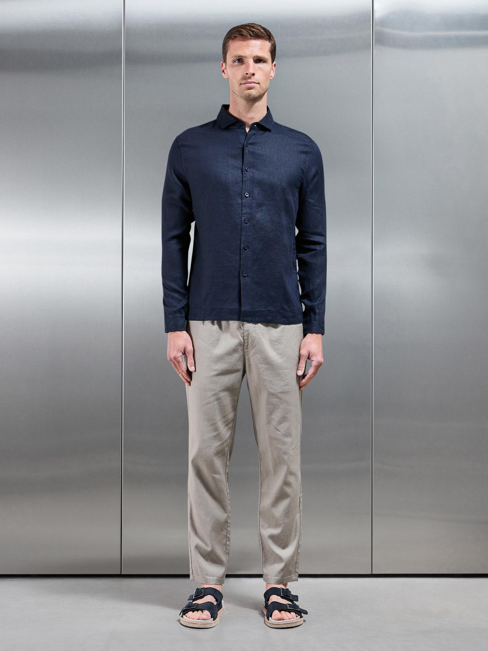Linen Drawstring Trouser in Light Sage
