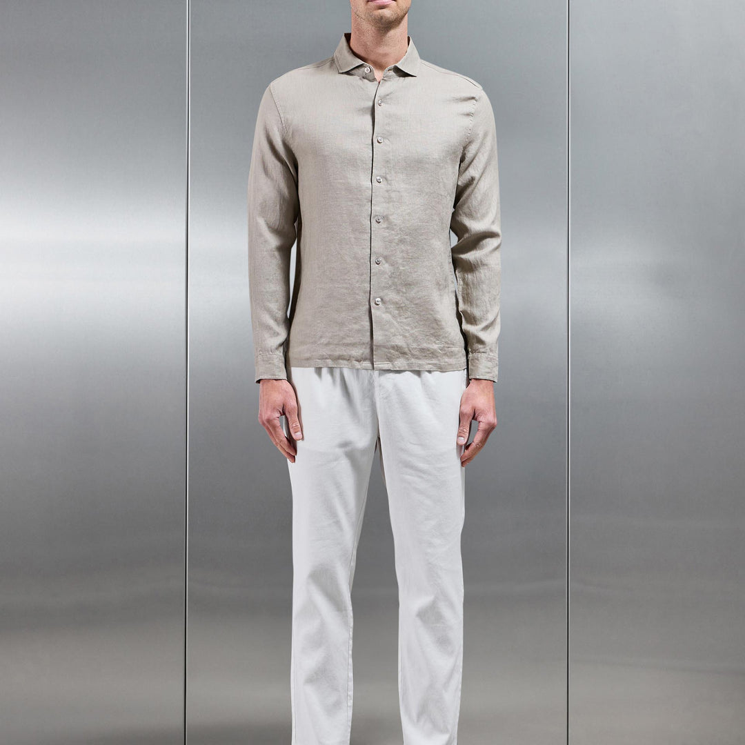Linen Drawstring Trouser in Off White