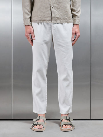 Linen Drawstring Trouser in Off White