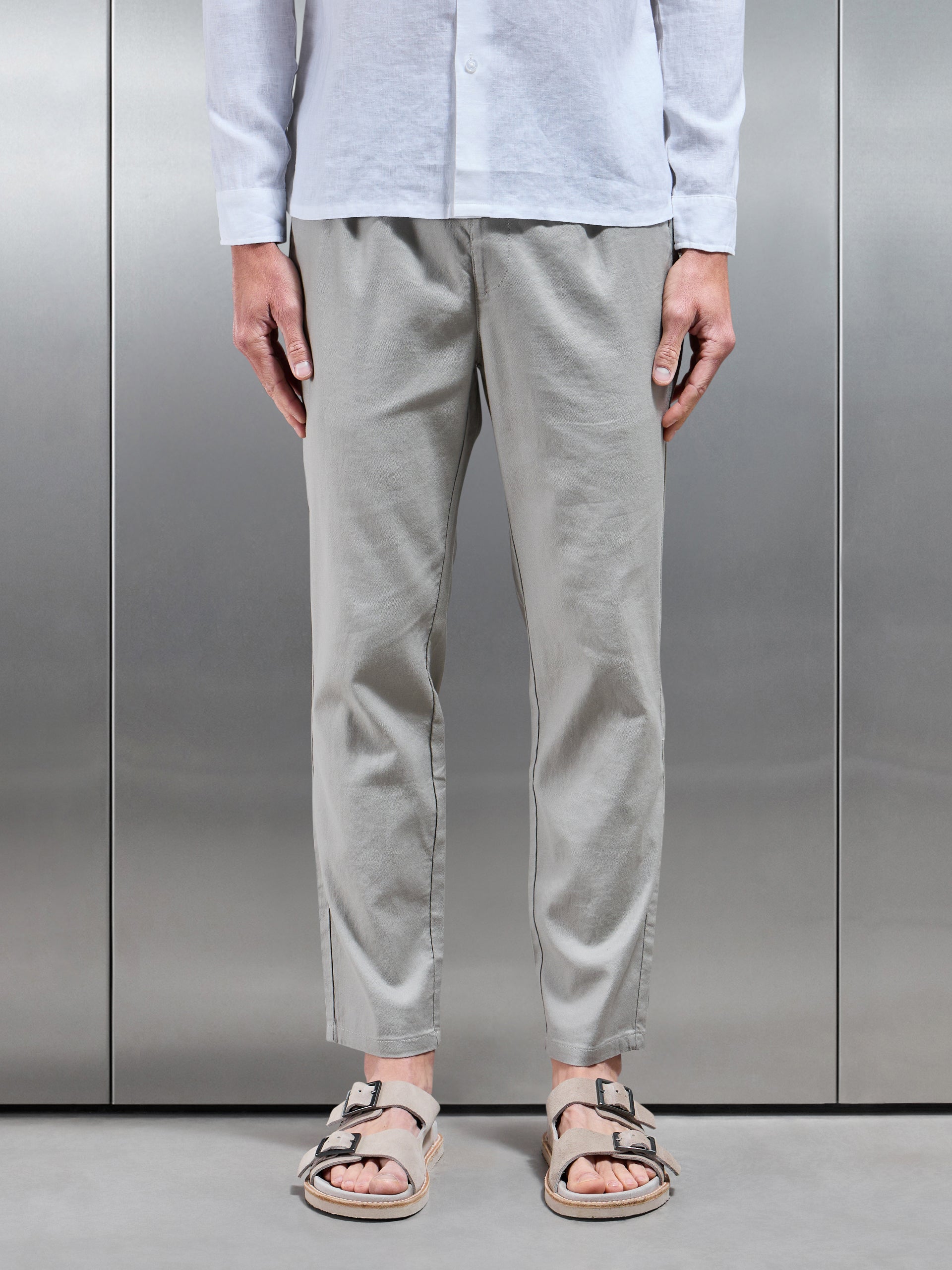 Linen Drawstring Trouser in Stone