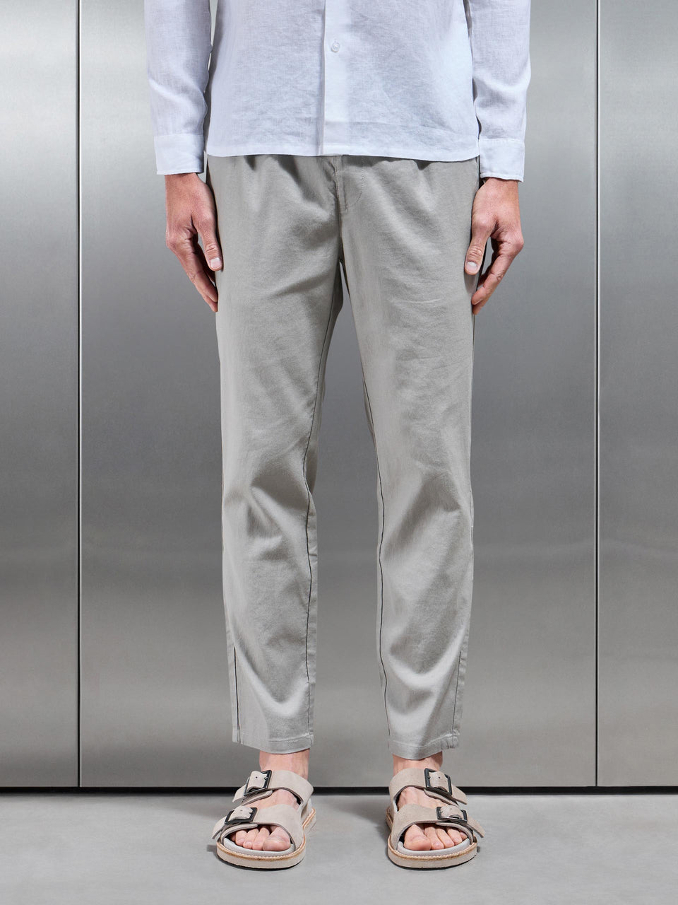 Linen Drawstring Trouser in Stone