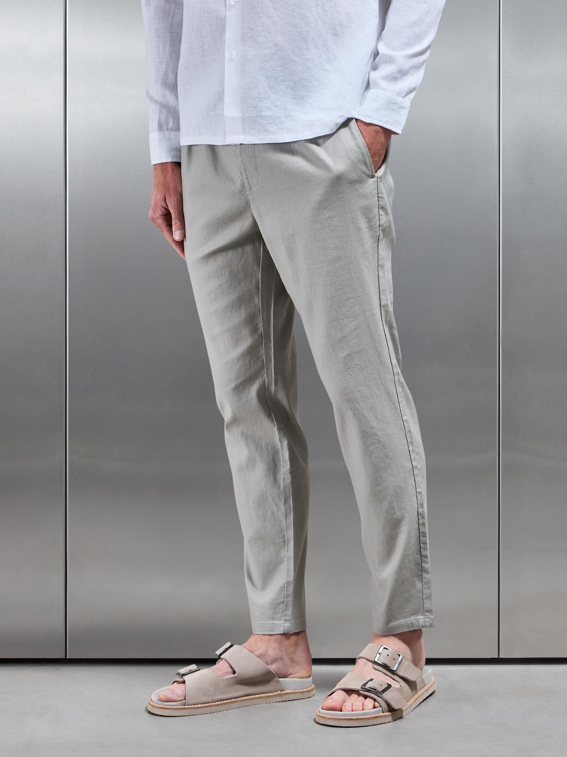 Linen Drawstring Trouser in Stone
