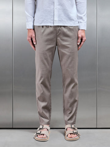 Linen Drawstring Trouser in Taupe