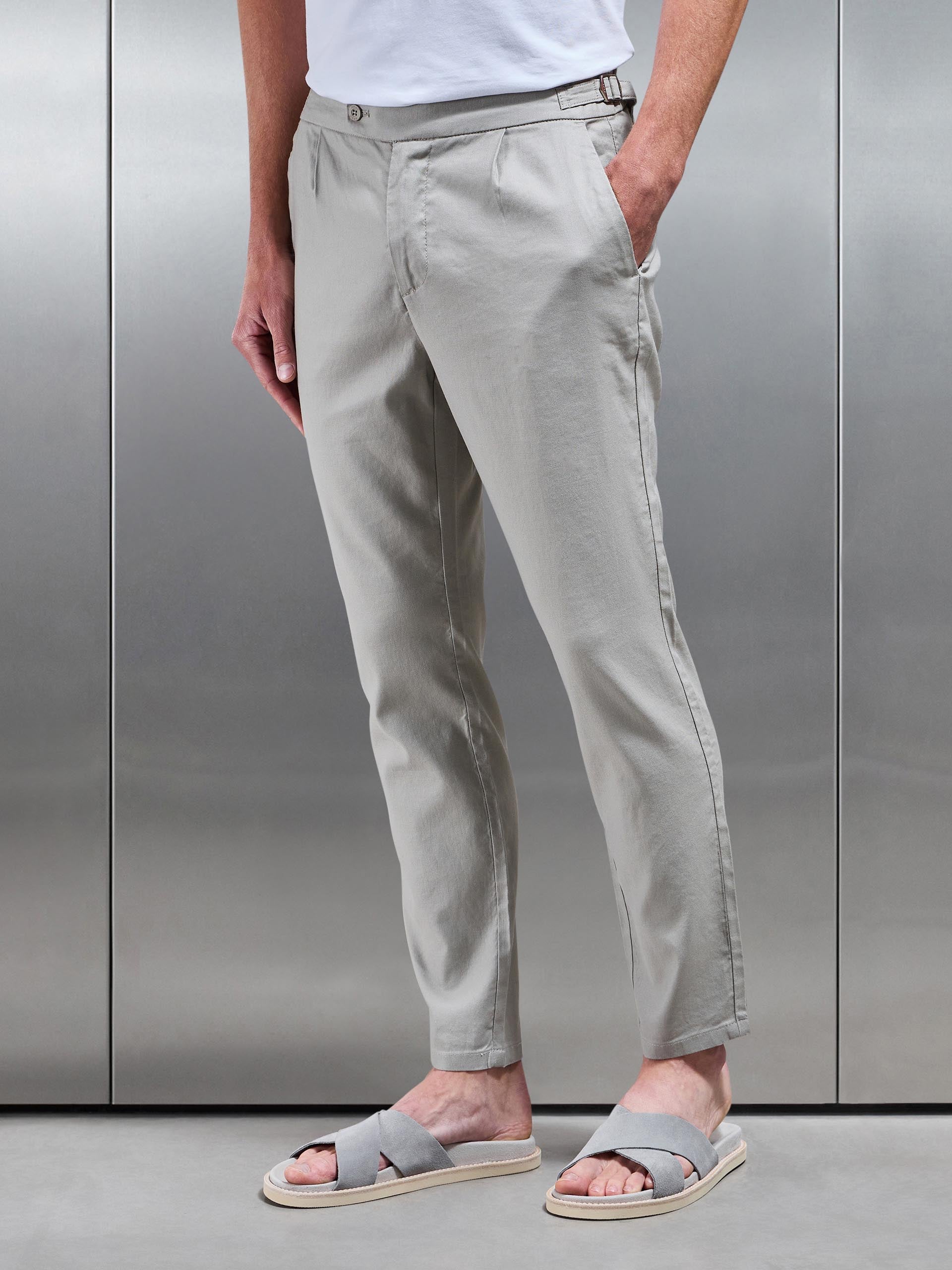 Linen Tailored Trouser in Stone