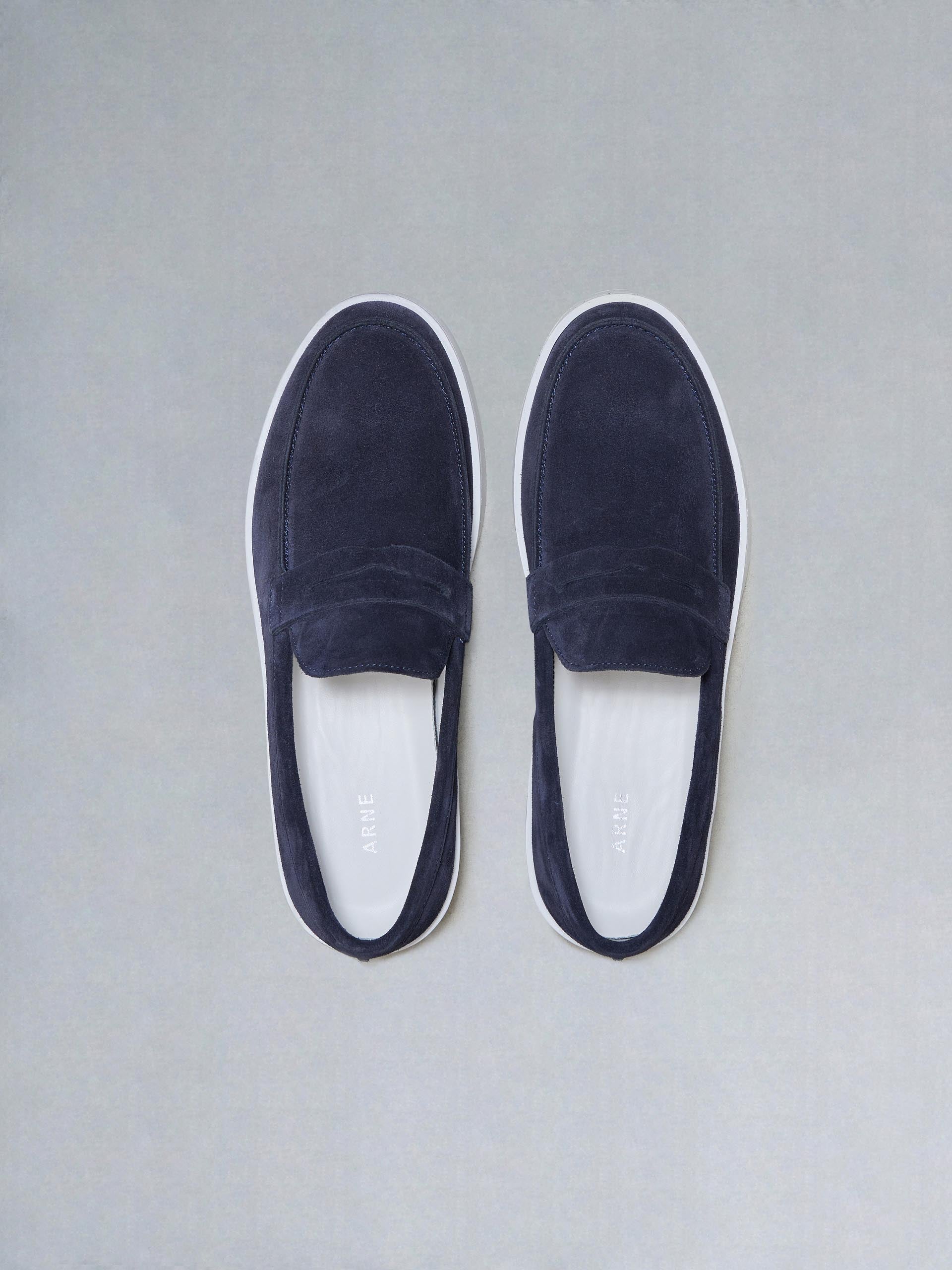 Suede Strap Loafers in Navy