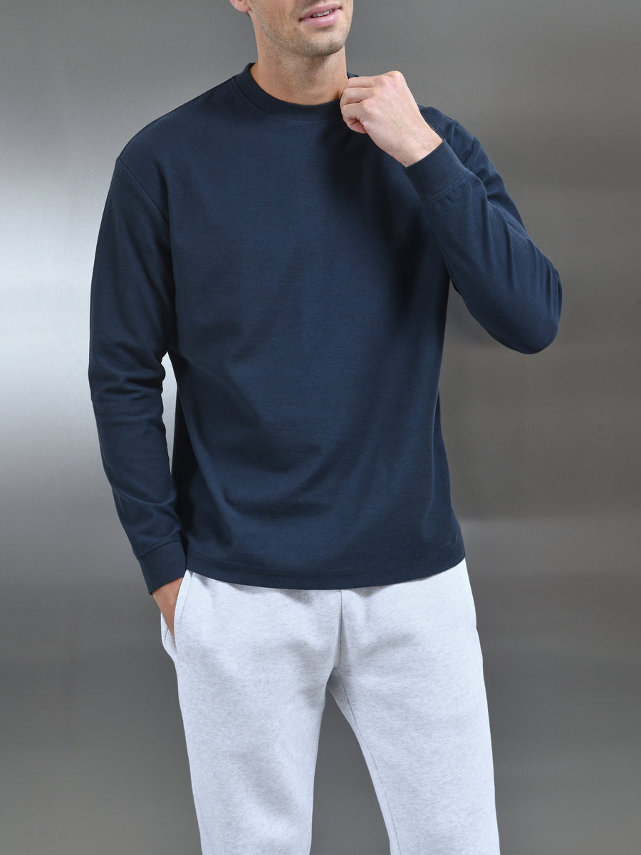 Relaxed Fit Long Sleeve T-Shirt in Navy