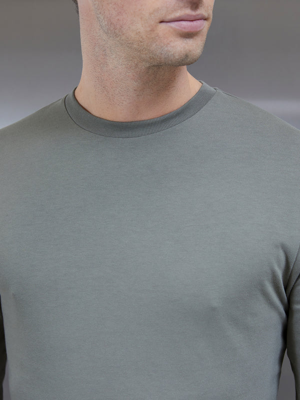 Long Sleeve Slim Fit T-Shirt in Sage
