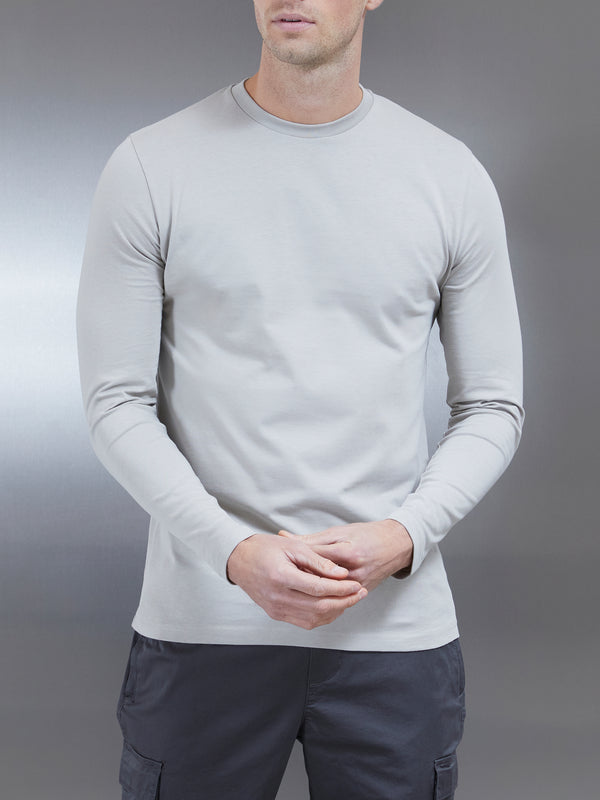 Long Sleeve Slim Fit T-Shirt in Stone