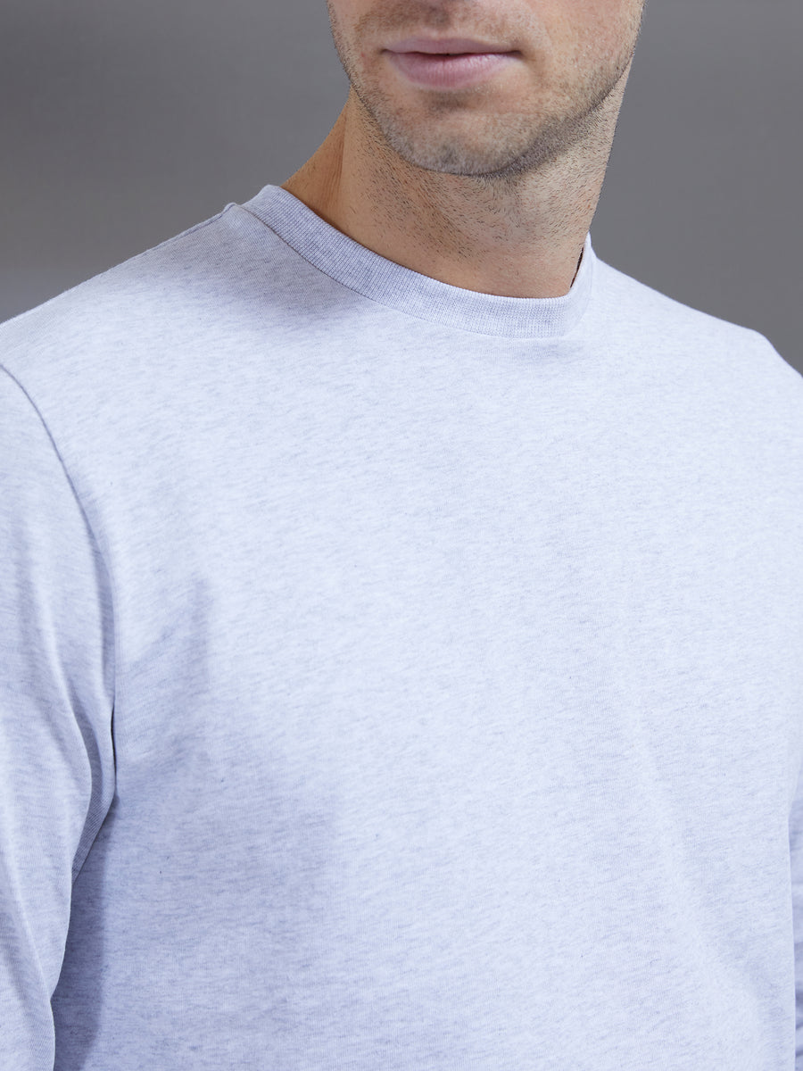 Long Sleeve Slim Fit T-Shirt in Marl Grey