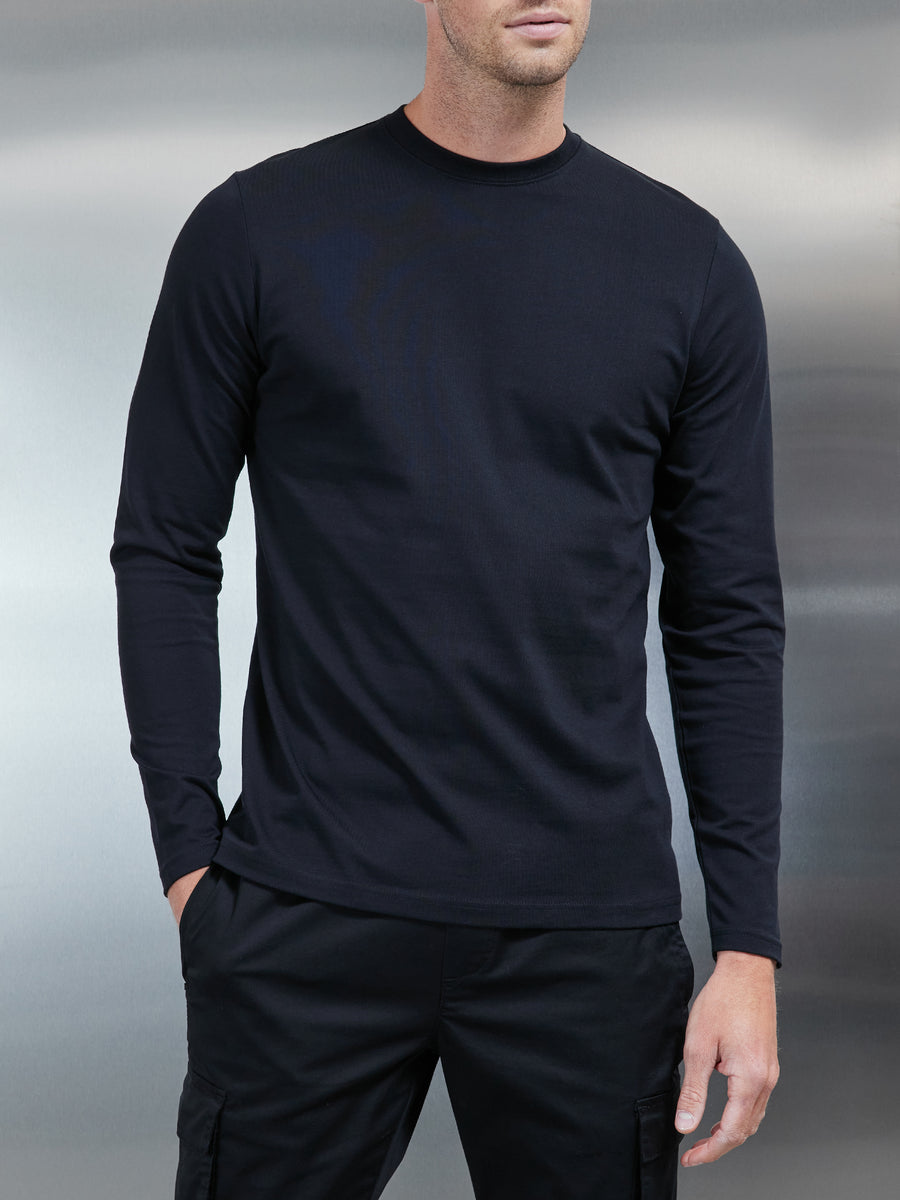 Long Sleeve Slim Fit T-Shirt in Black