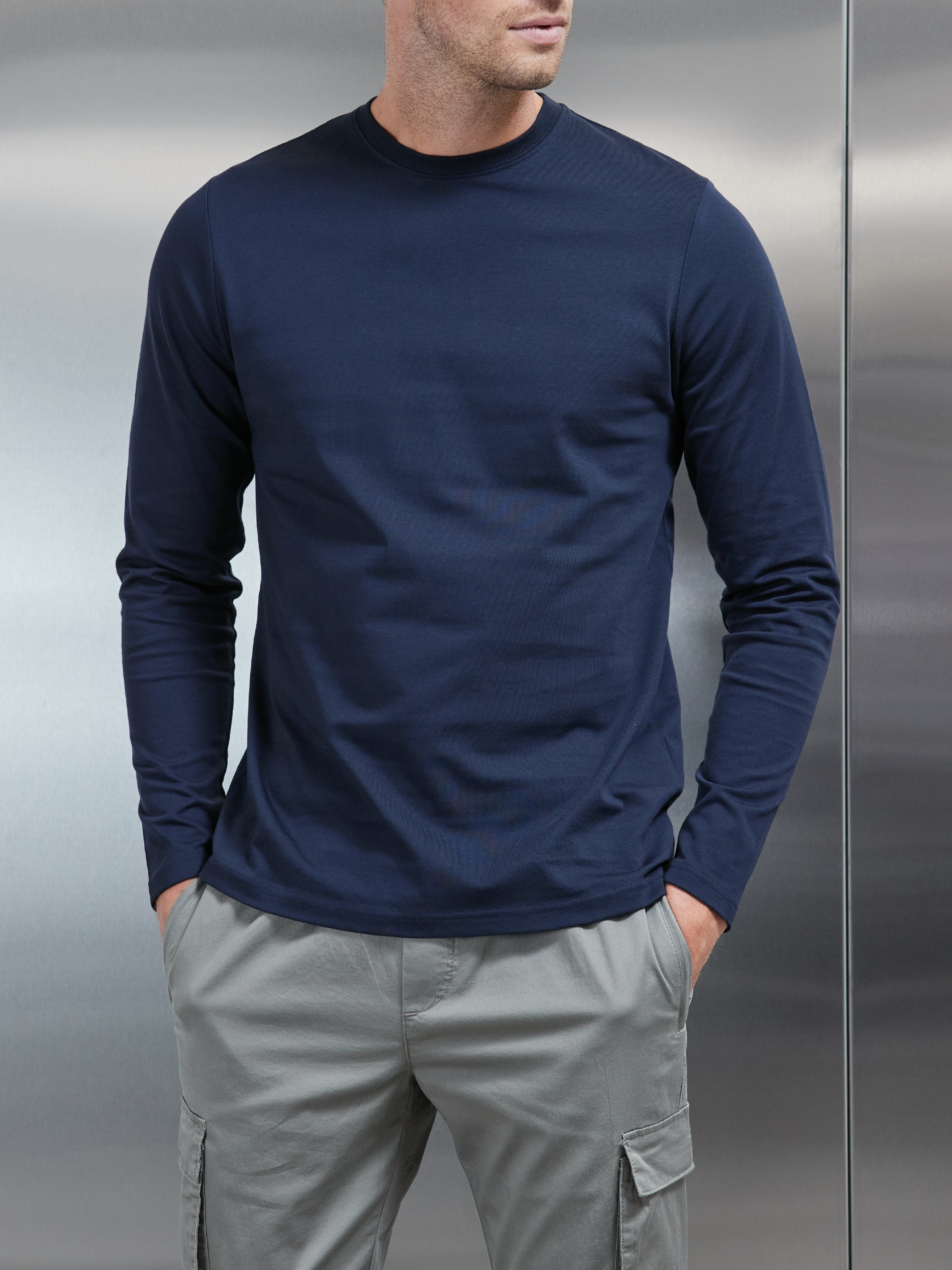 Mens fitted long hotsell sleeve t shirts