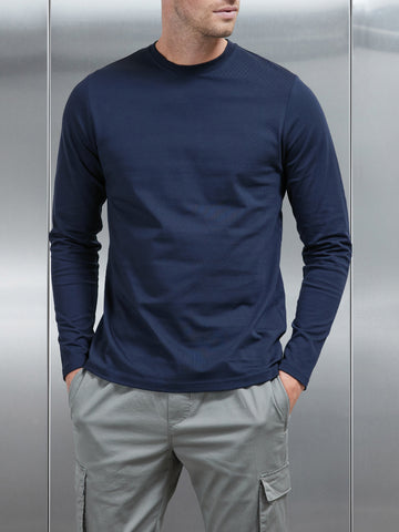 Long Sleeve Slim Fit T-Shirt in Navy