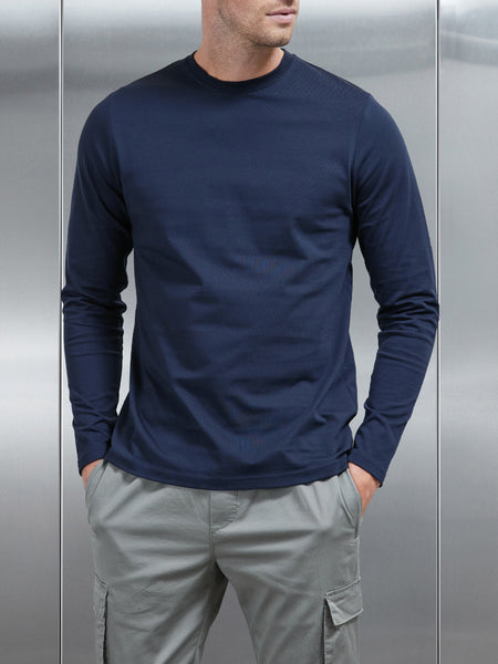 Long Sleeve Slim Fit T-Shirt in Navy