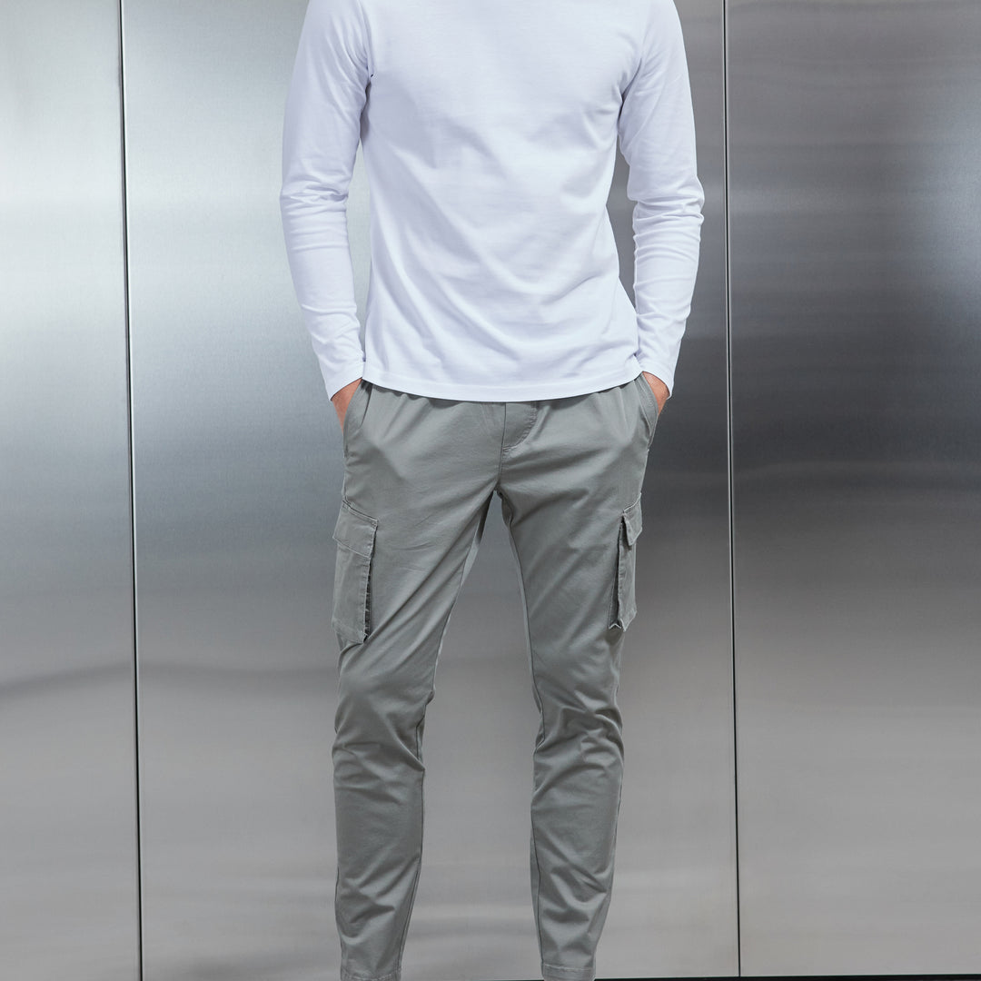 Long Sleeve Slim Fit T-Shirt in White