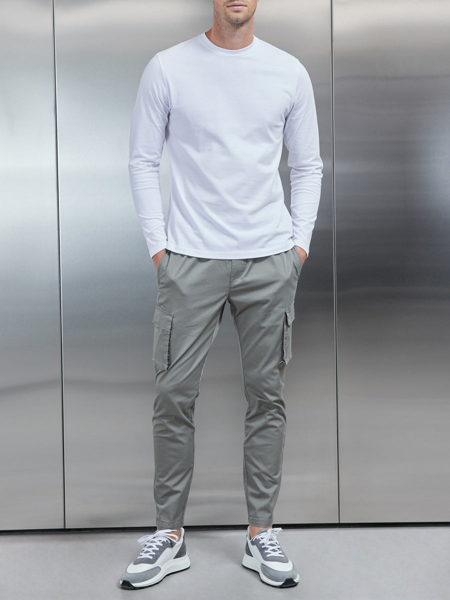 Long Sleeve Slim Fit T-Shirt in White