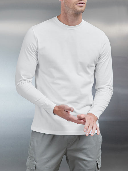 Long Sleeve Slim Fit T-Shirt in White