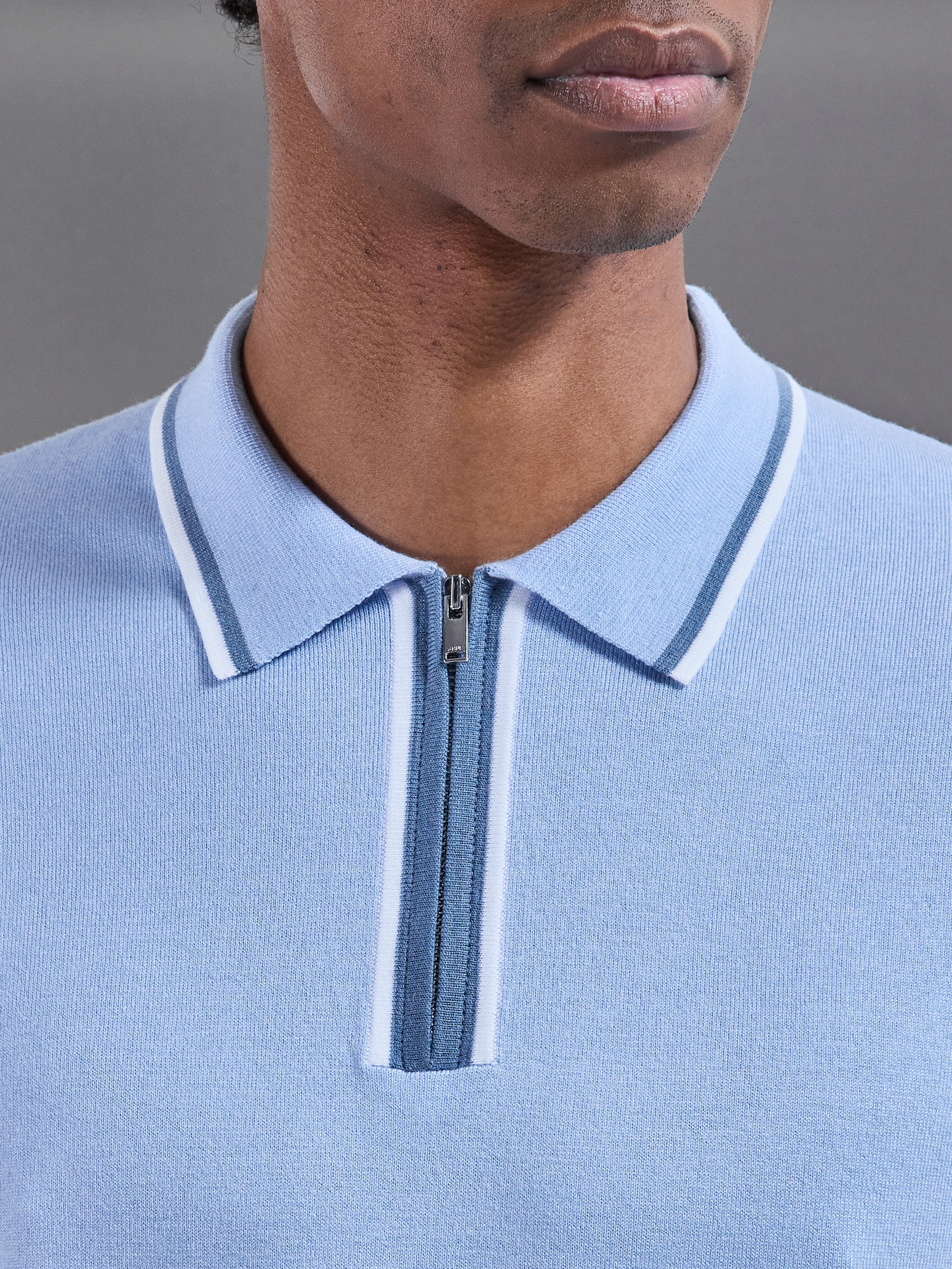 Loro Tipped Polo Shirt in Light Blue