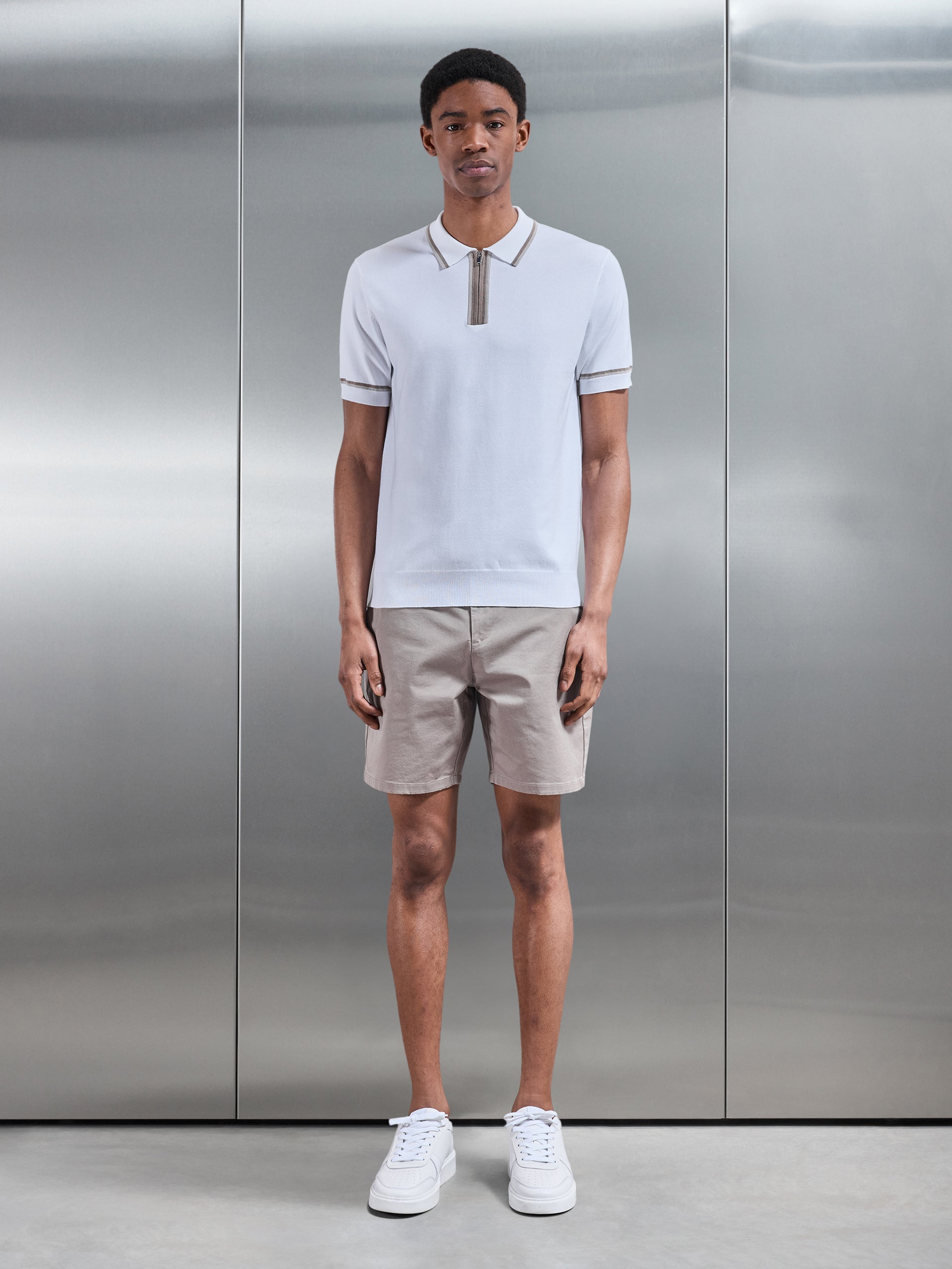 Loro Tipped Polo Shirt in White