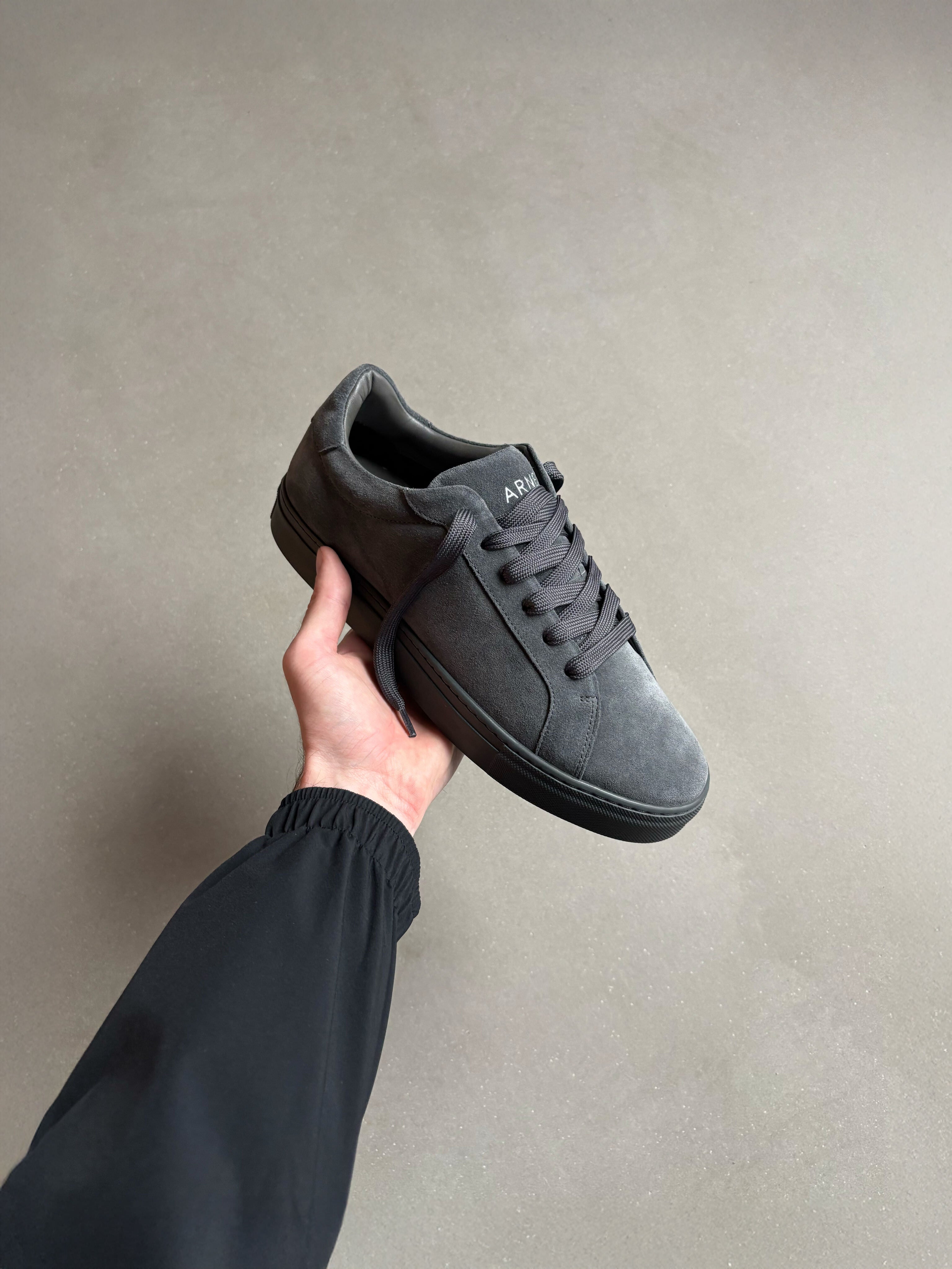 Low Essential Suede Trainer in Triple Charcoal