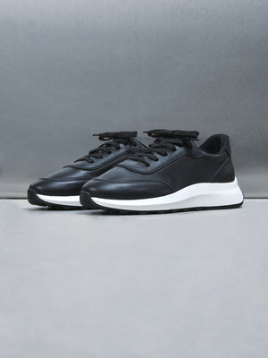 Leather Low Runner in Black