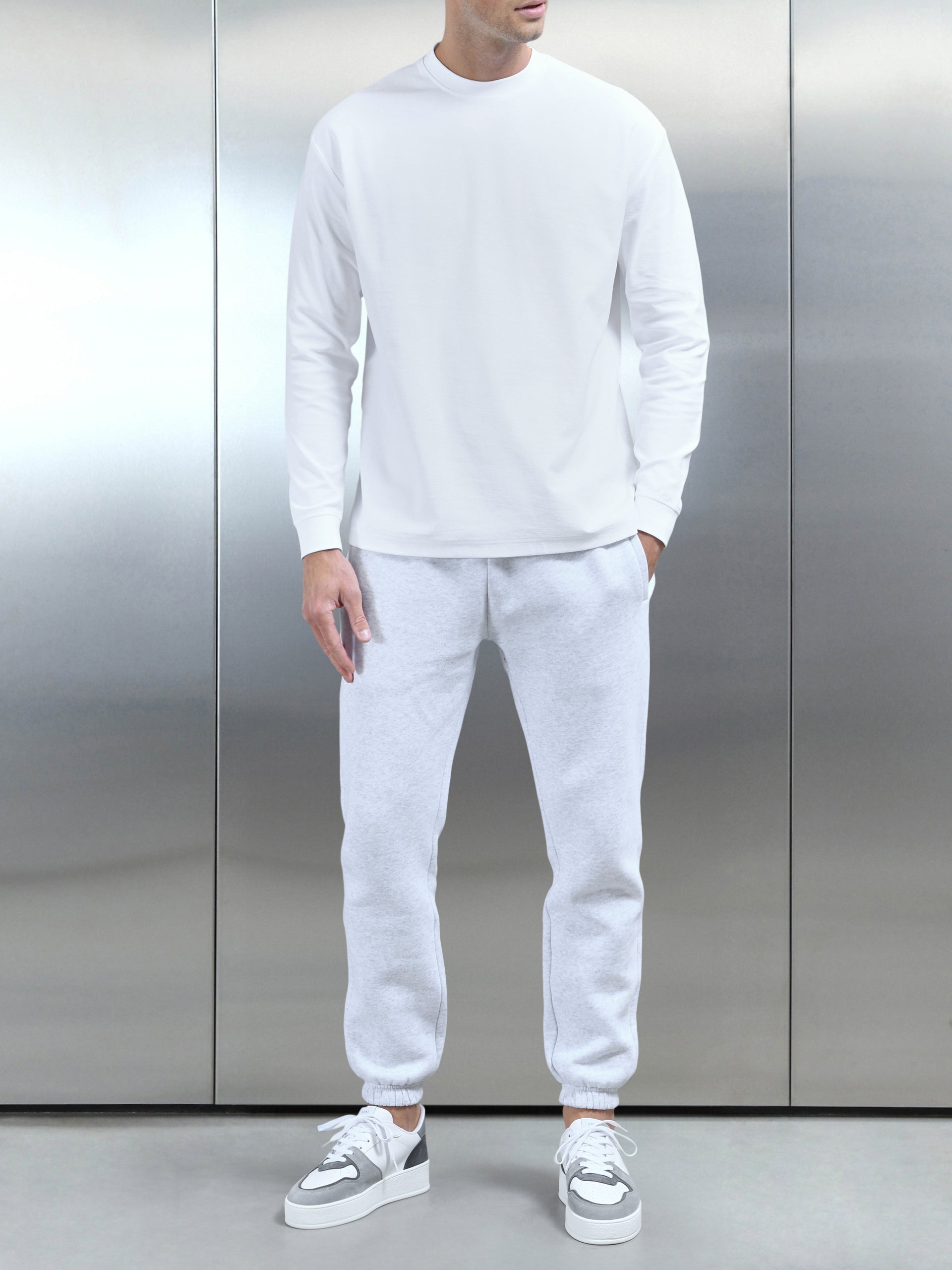 Relaxed Fit Long Sleeve T-Shirt in White