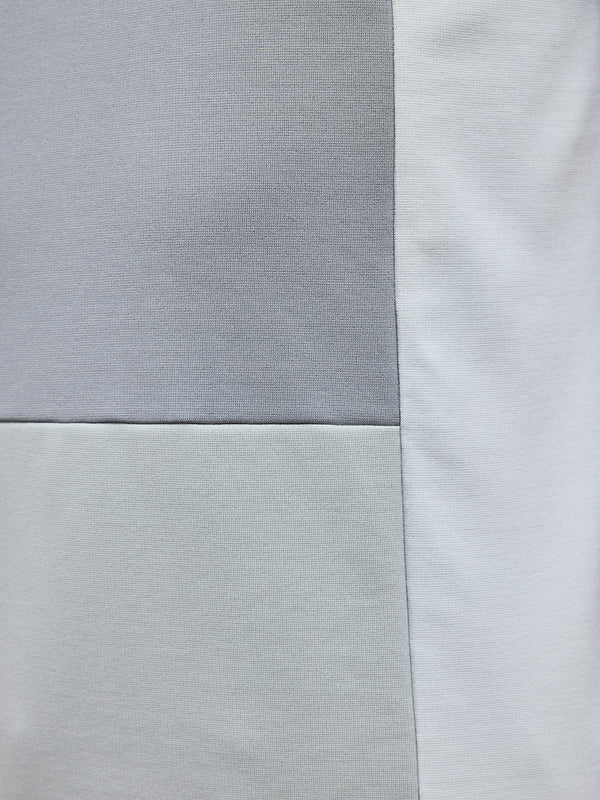 Luxe Colour Block Zip Polo Shirt in Stone