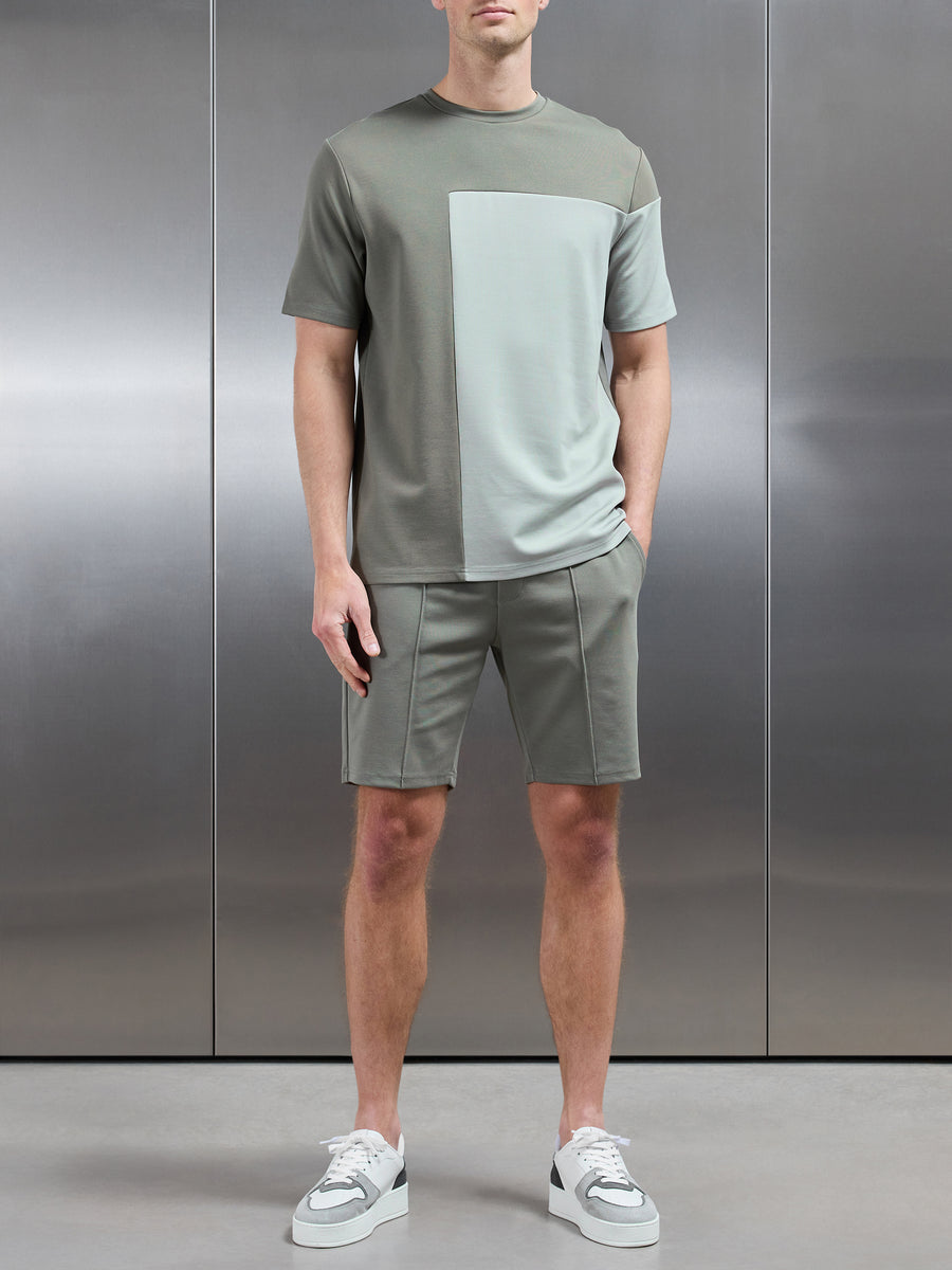 Luxe Colour Block T-Shirt in Sage