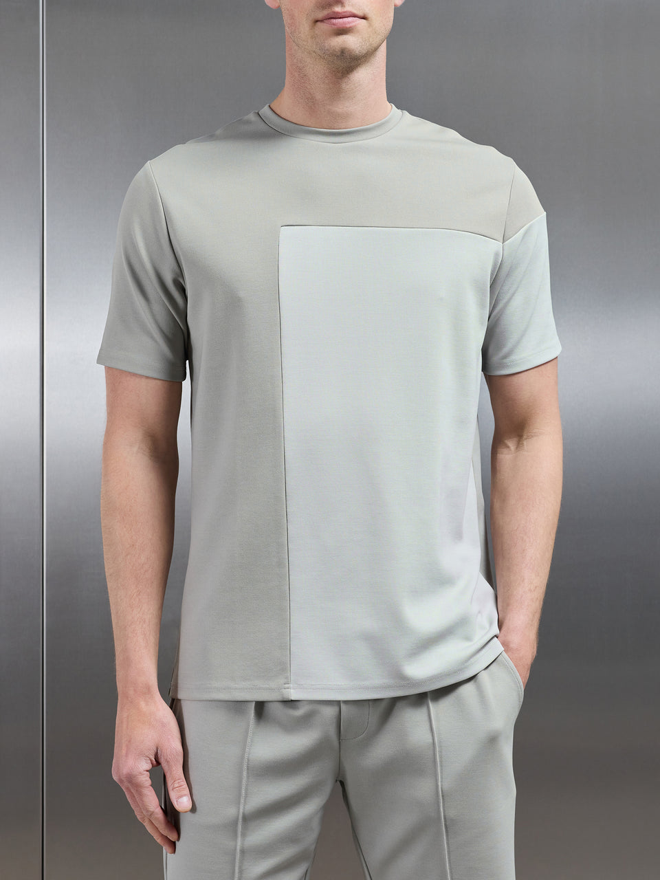 Luxe Colour Block T-Shirt in Stone