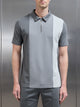 Luxe Colour Block Zip Polo Shirt in Grey