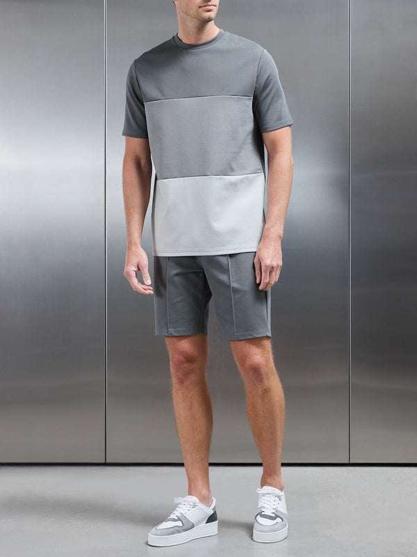 Luxe Panel Colour Block T-Shirt in Grey