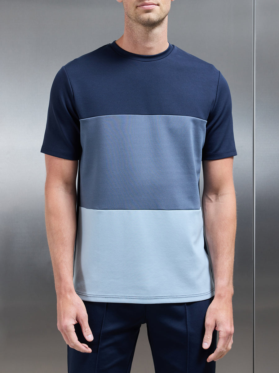 Luxe Panel Colour Block T-Shirt in Navy