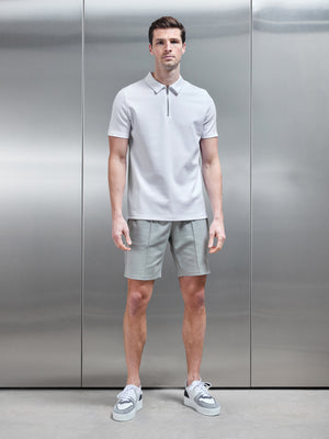 Luxe Half Zip Polo Shirt in White