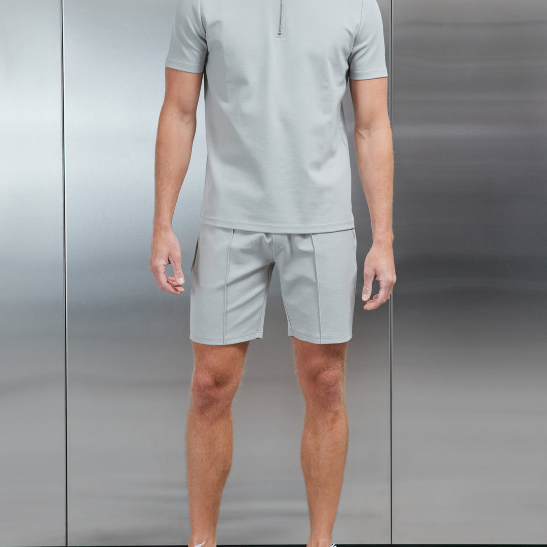 Luxe Half Zip Polo Shirt in Stone