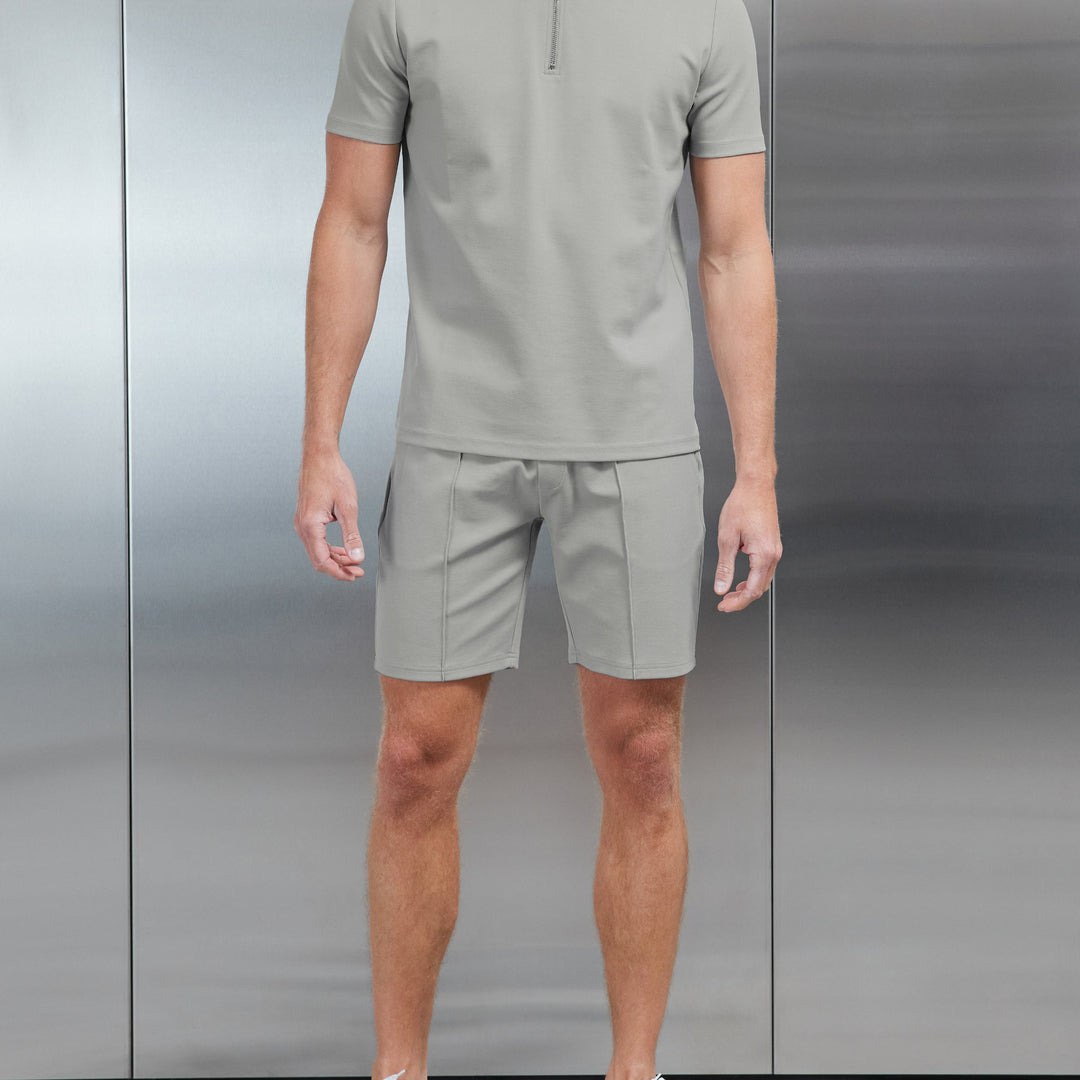 Luxe Half Zip Polo Shirt in Stone