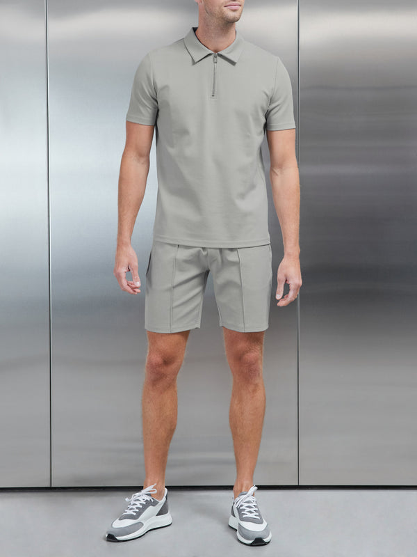 Luxe Half Zip Polo Shirt in Stone