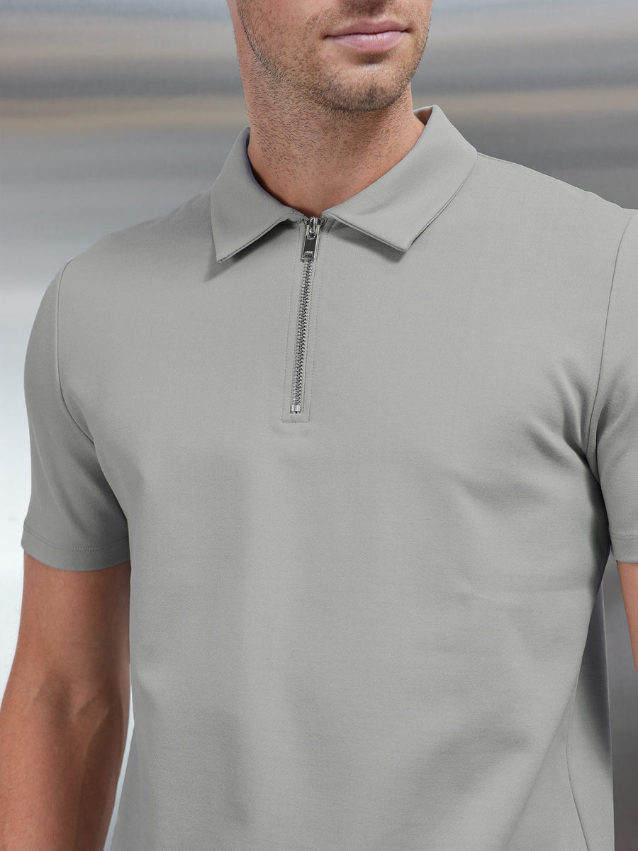 Luxe Half Zip Polo Shirt in Stone