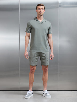 Luxe Revere Collar Polo Shirt in Olive