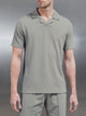 Luxe Revere Collar Polo Shirt in Stone