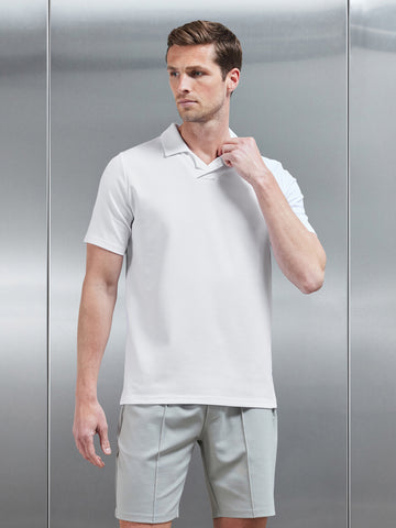 Luxe Revere Collar Polo Shirt in White