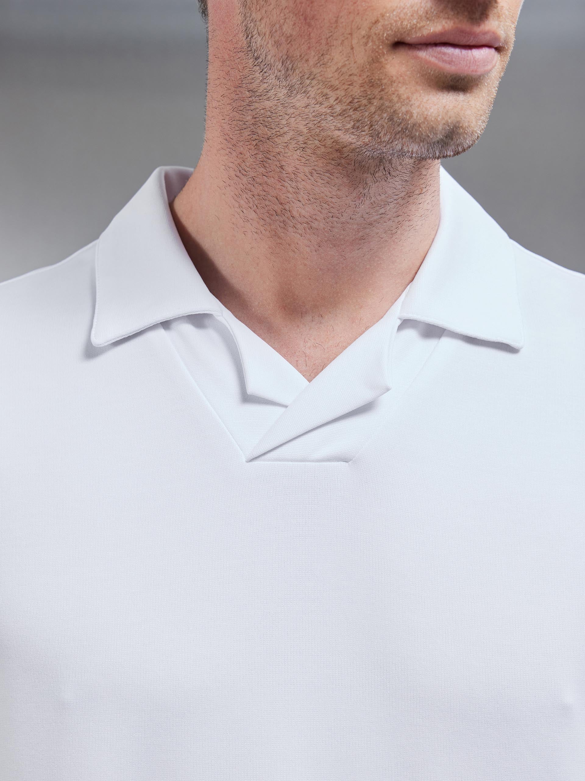 Luxe Revere Collar Polo Shirt in White
