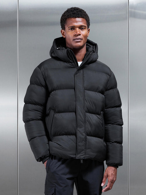 Matte Short Puffer Jacket in Black