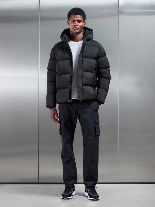 Matte Short Puffer Jacket in Black