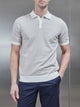 Melange Contrast Button Polo Shirt in Oatmeal