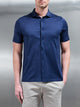 Mercerised Cotton Short Sleeve Shirt in Navy