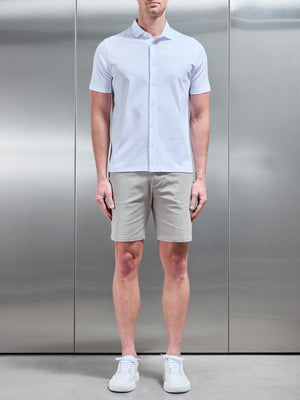 Mercerised Cotton Short Sleeve Shirt in White